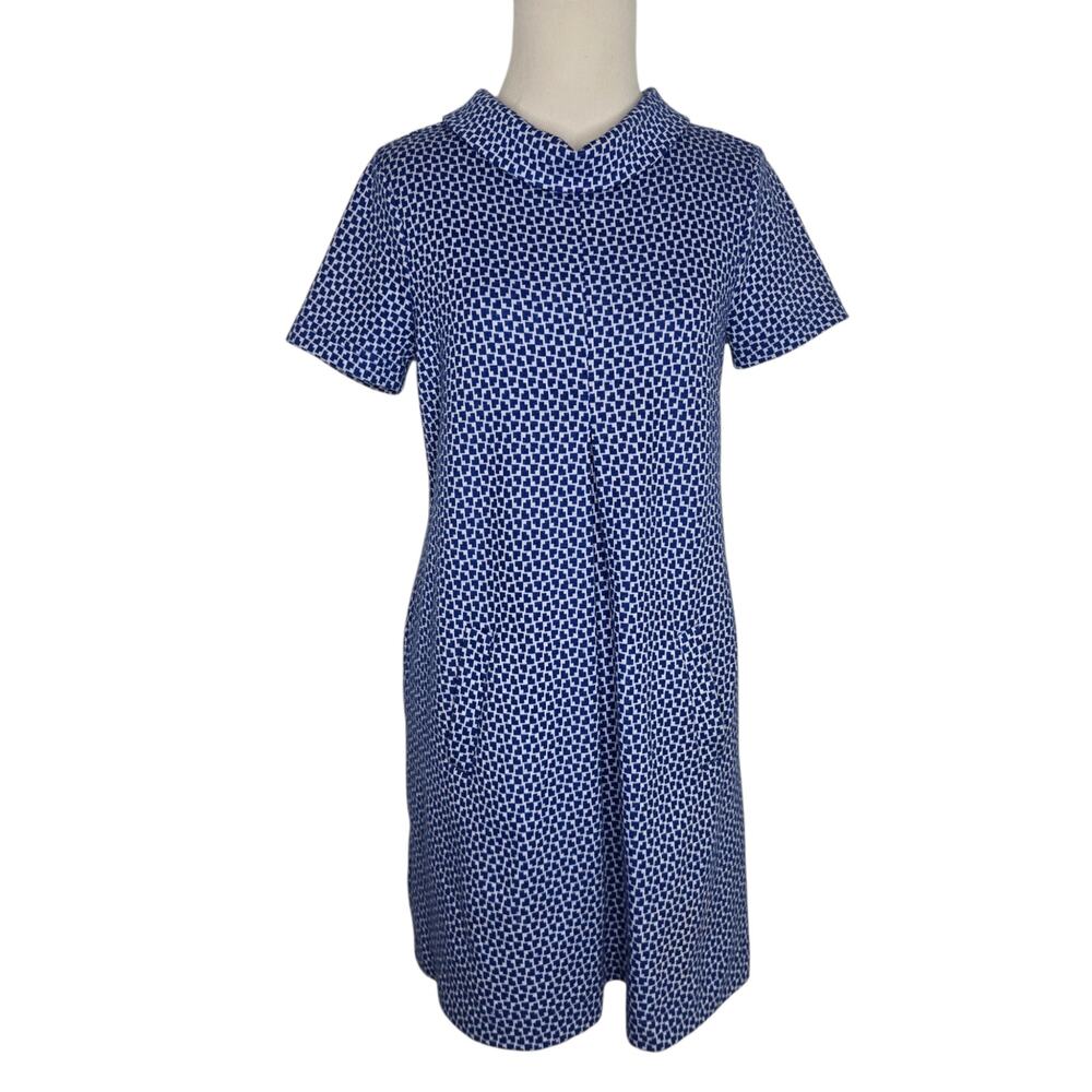 Tyler Boe Women Retro Kim Dress Mod A-Line 60s Blue Geometric Cowl Neck XS